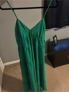 T.J.Maxx Emerald Green Spaghetti-Strap Tiered Maxi Dress